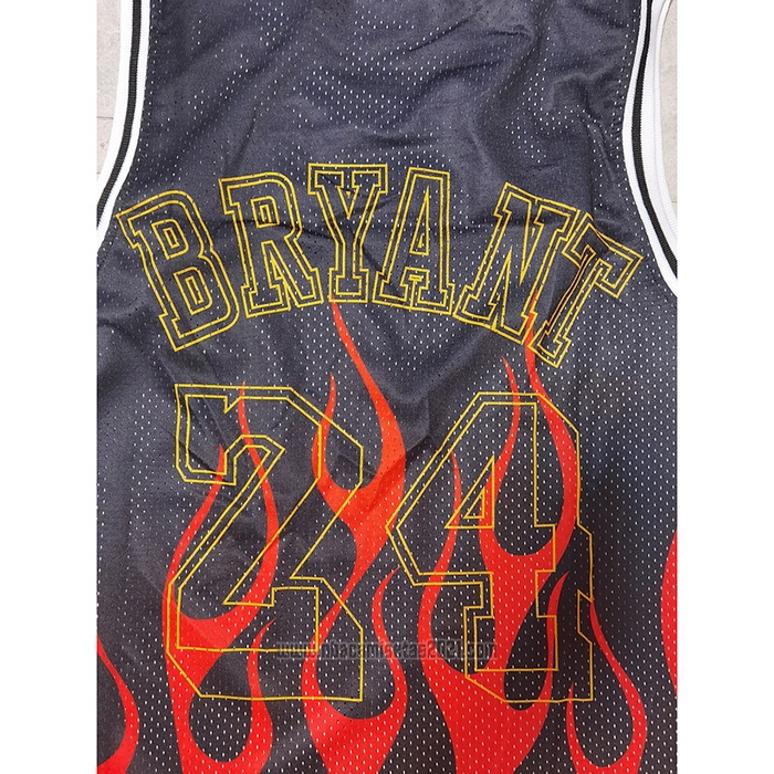 Camiseta Los Angeles Lakers Kobe Bryant #24 Flames Negro
